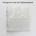 100/200 Pockets Photo Album 3/5 inches Mini Picture Case Name Card Storage Collect Book Photocard Shiny Clear 6-Ring Binder Cover Refillable Notebook Photo Album Stevvex