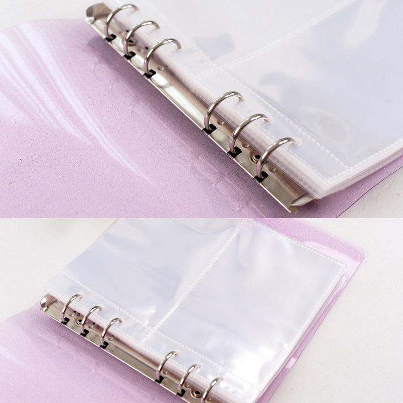100/200 Pockets Photo Album 3/5 inches Mini Picture Case Name Card Storage Collect Book Photocard Shiny Clear 6-Ring Binder Cover Refillable Notebook Photo Album Stevvex