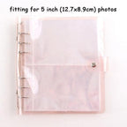 100/200 Pockets Photo Album 3/5 inches Mini Picture Case Name Card Storage Collect Book Photocard Shiny Clear 6-Ring Binder Cover Refillable Notebook Photo Album Stevvex