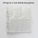 100/200 Pockets Photo Album 3/5 inches Mini Picture Case Name Card Storage Collect Book Photocard Shiny Clear 6-Ring Binder Cover Refillable Notebook Photo Album Stevvex