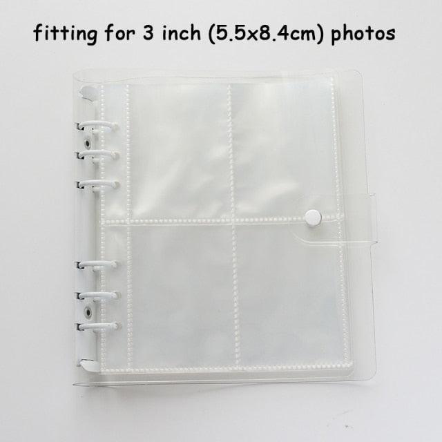 100/200 Pockets Photo Album 3/5 inches Mini Picture Case Name Card Storage Collect Book Photocard Shiny Clear 6-Ring Binder Cover Refillable Notebook Photo Album Stevvex