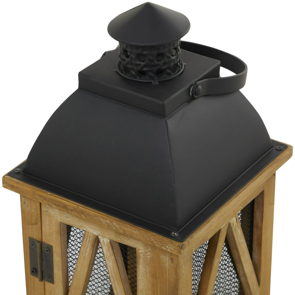 DecMode 2 Holder Brown Wood Lighthouse Style Decorative Candle Lantern, Set of 2 EasyOptionXY LLC