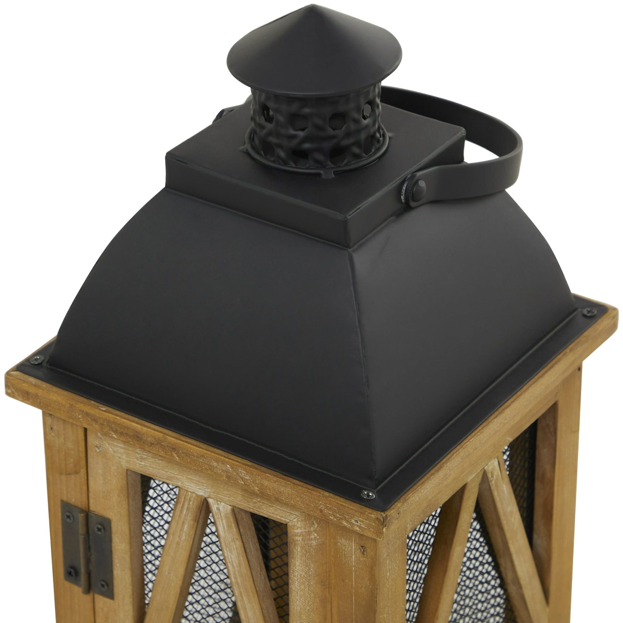 DecMode 2 Holder Brown Wood Lighthouse Style Decorative Candle Lantern, Set of 2 EasyOptionXY LLC