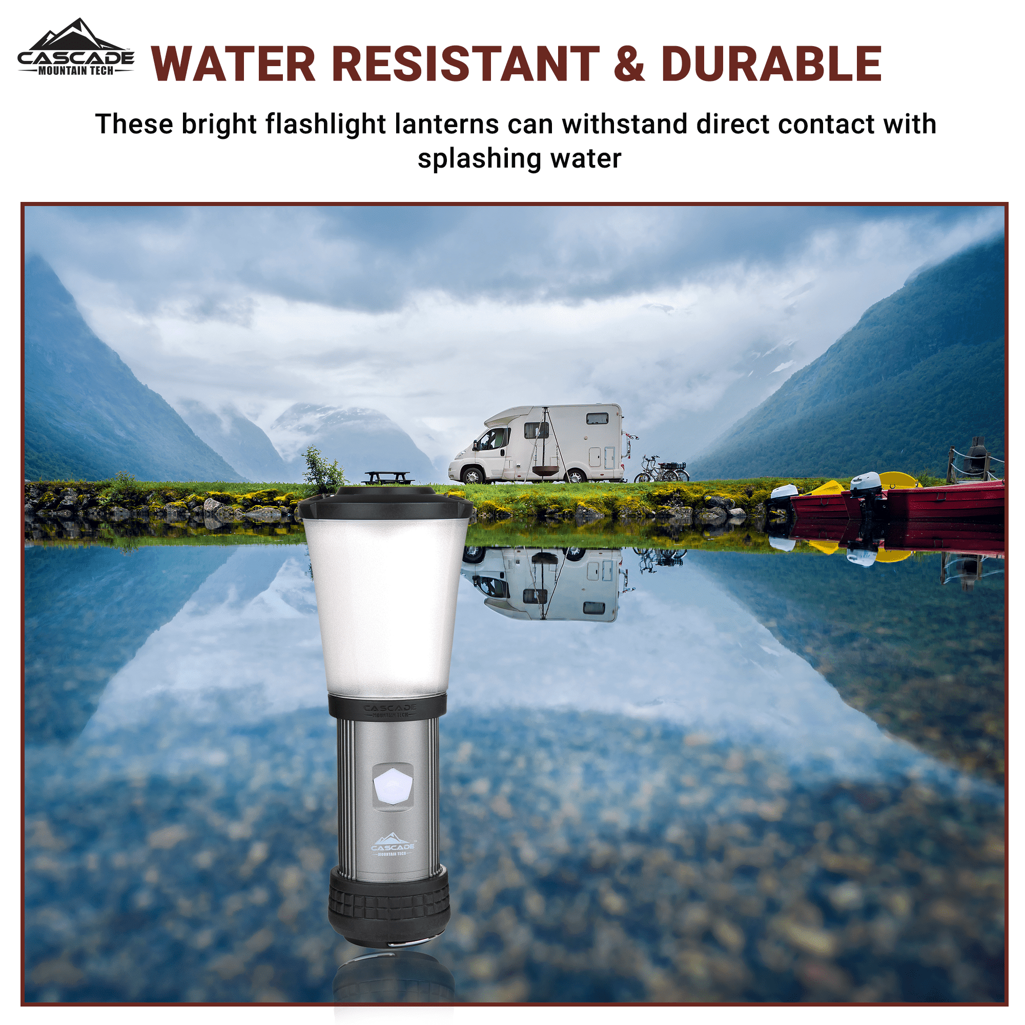 Cascade Mountain Tech 500-Lumen IPX4 LED Flashlight Lantern - 3 Pack