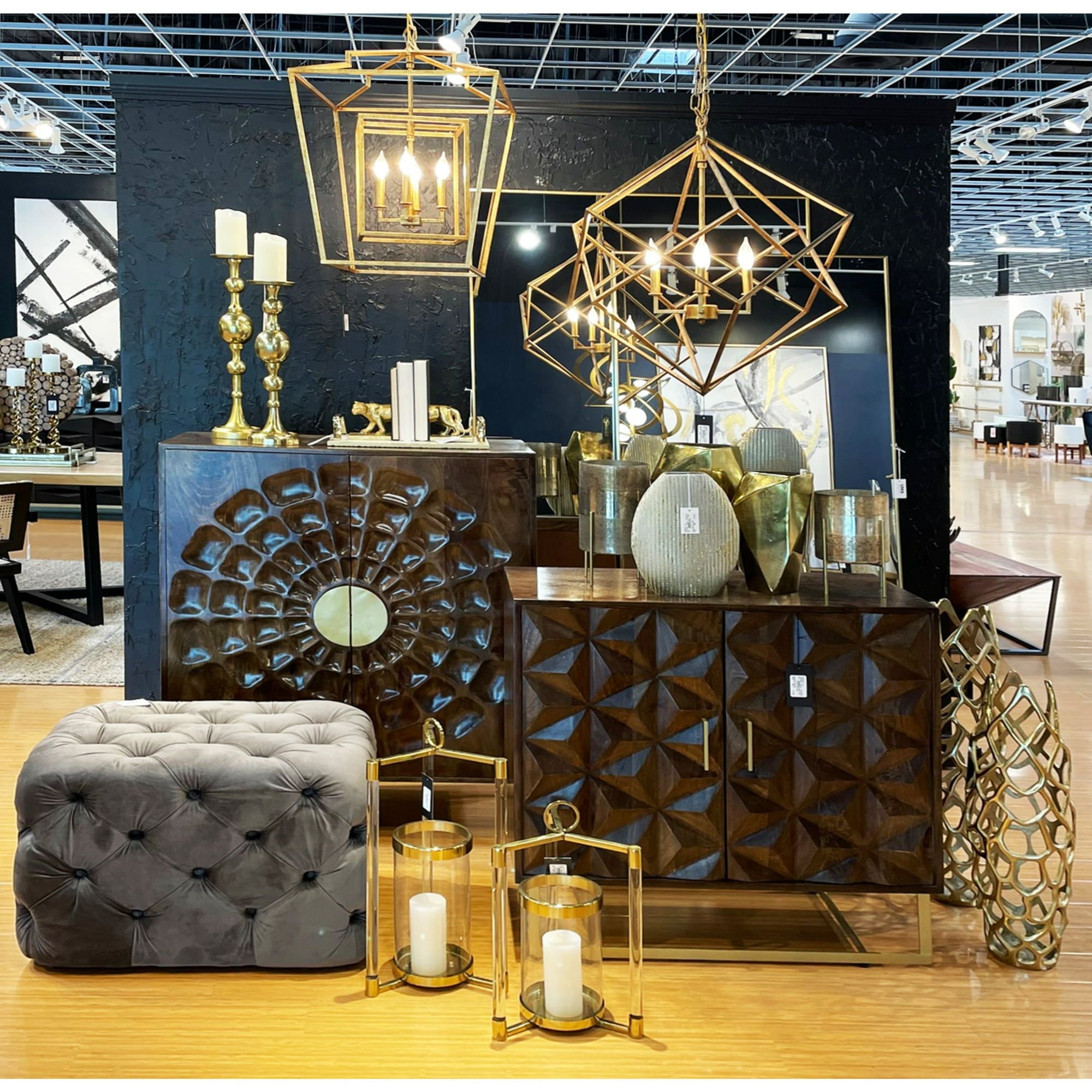 The Novogratz Gold Stainless Steel Decorative Candle Lantern with Acrylic Accents EasyOptionXY LLC
