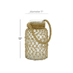 The Novogratz Clear Glass Decorative Candle Lantern with Rope Handle