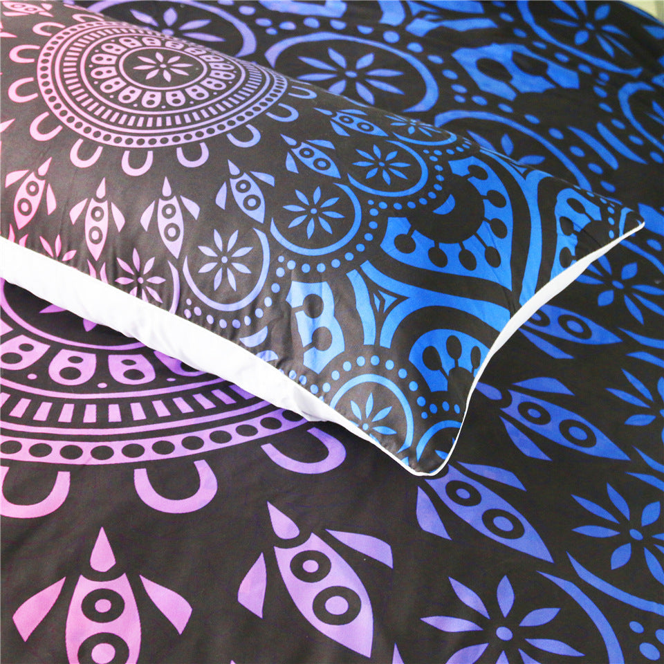 Purple crochet quilt cover three-piece bedding set Pi-Mart