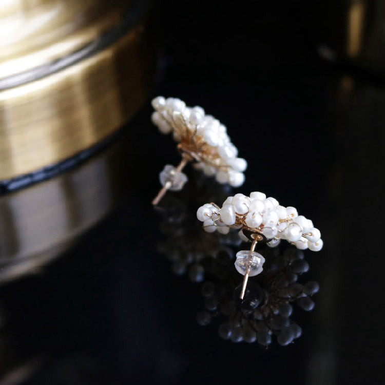 Female Fashion Temperament Earrings, Natural Freshwater Pearl Snowflake Earrings Pi-Mart