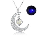 Fashion Moon Natural Glowing Stone Healing Necklace Women Gift Charm Luminous Pendant Necklace Jewelry Pi-Mart