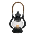 DecMode 8"W, 9"H Rustic Metal Lantern, Black, 1 - Piece