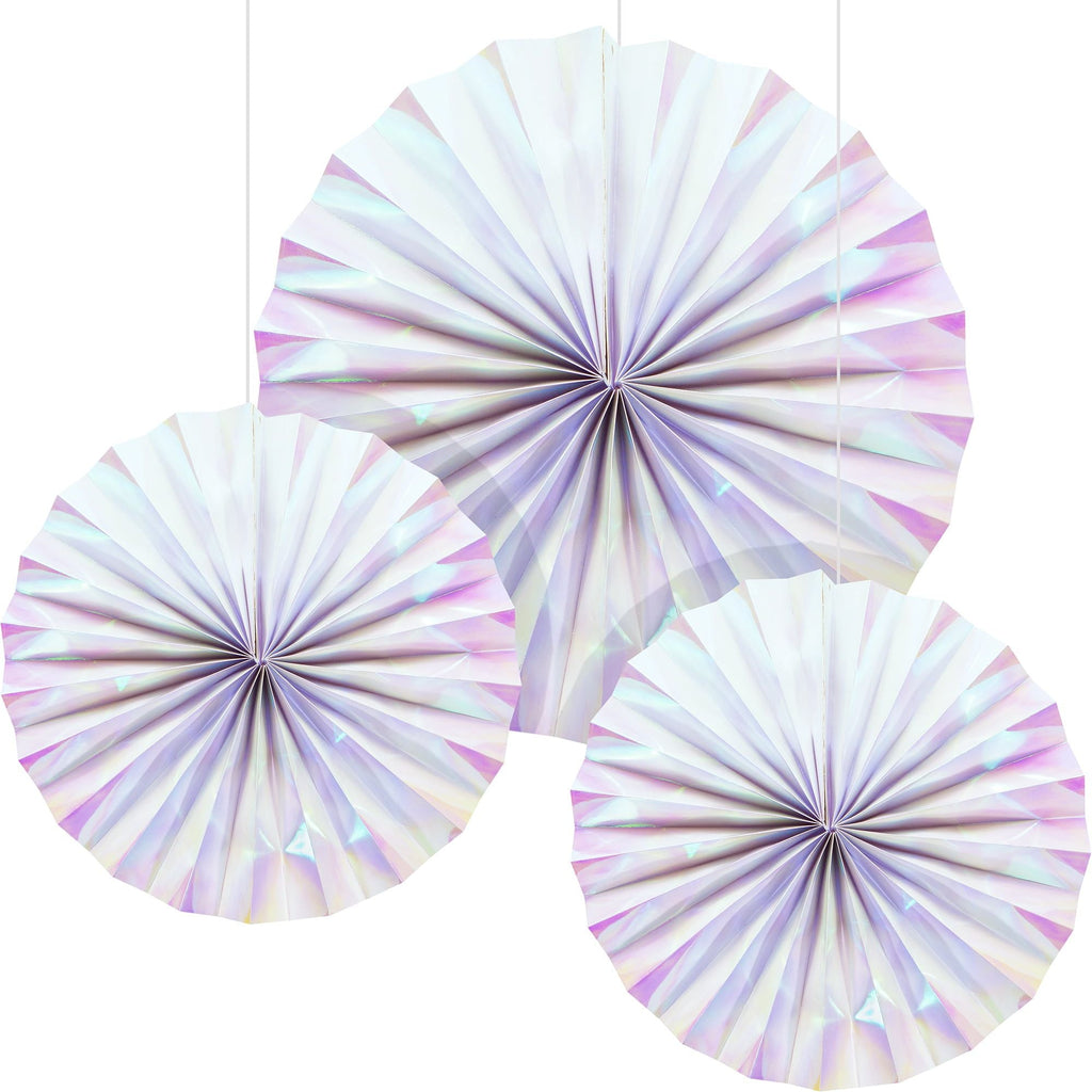 Way to Celebrate Iridescent Paper Fans Party Decoration 14" in x 14" in 3 Ct. EasyOptionXY LLC