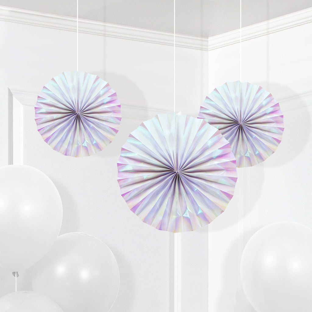 Way to Celebrate Iridescent Paper Fans Party Decoration 14" in x 14" in 3 Ct. EasyOptionXY LLC