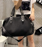 Oversized Tote Crossbody Travel bag Mesh Simple Leisure Big Solid Nylon Laser Hold Shoulder Purse Detachable Strap SHOMICOBOUTIQUE