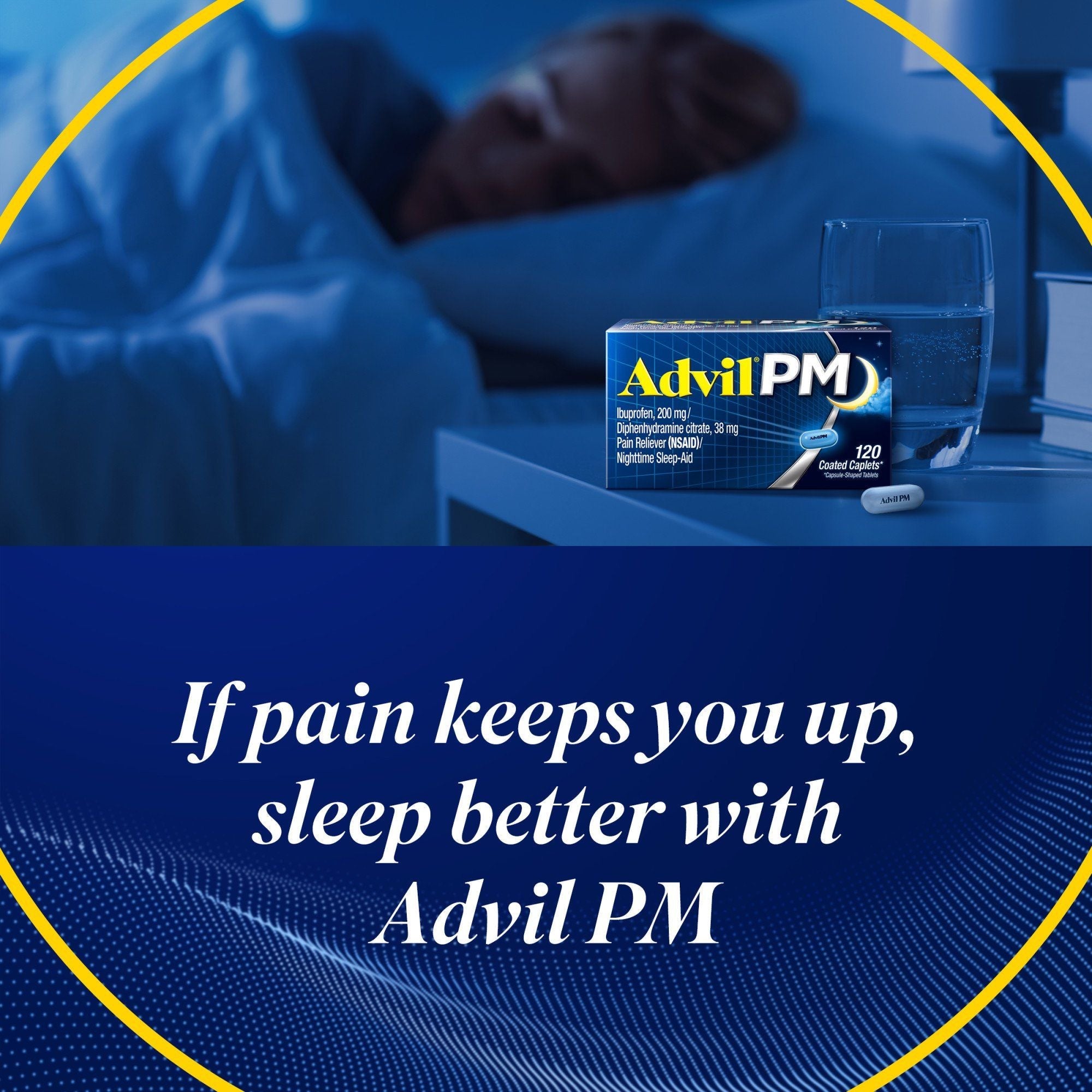 Advil PM Pain and Headache Reliever Ibuprofen Caplets; 200 mg; 120 Count EasyOptionXY LLC