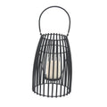 DecMode Black Metal Decorative Candle Lantern with Handle
