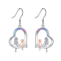 Cat Earrings 925 Sterling Silver Cat Drop Dangle Earrings Jewelry for Women (cat earrings)