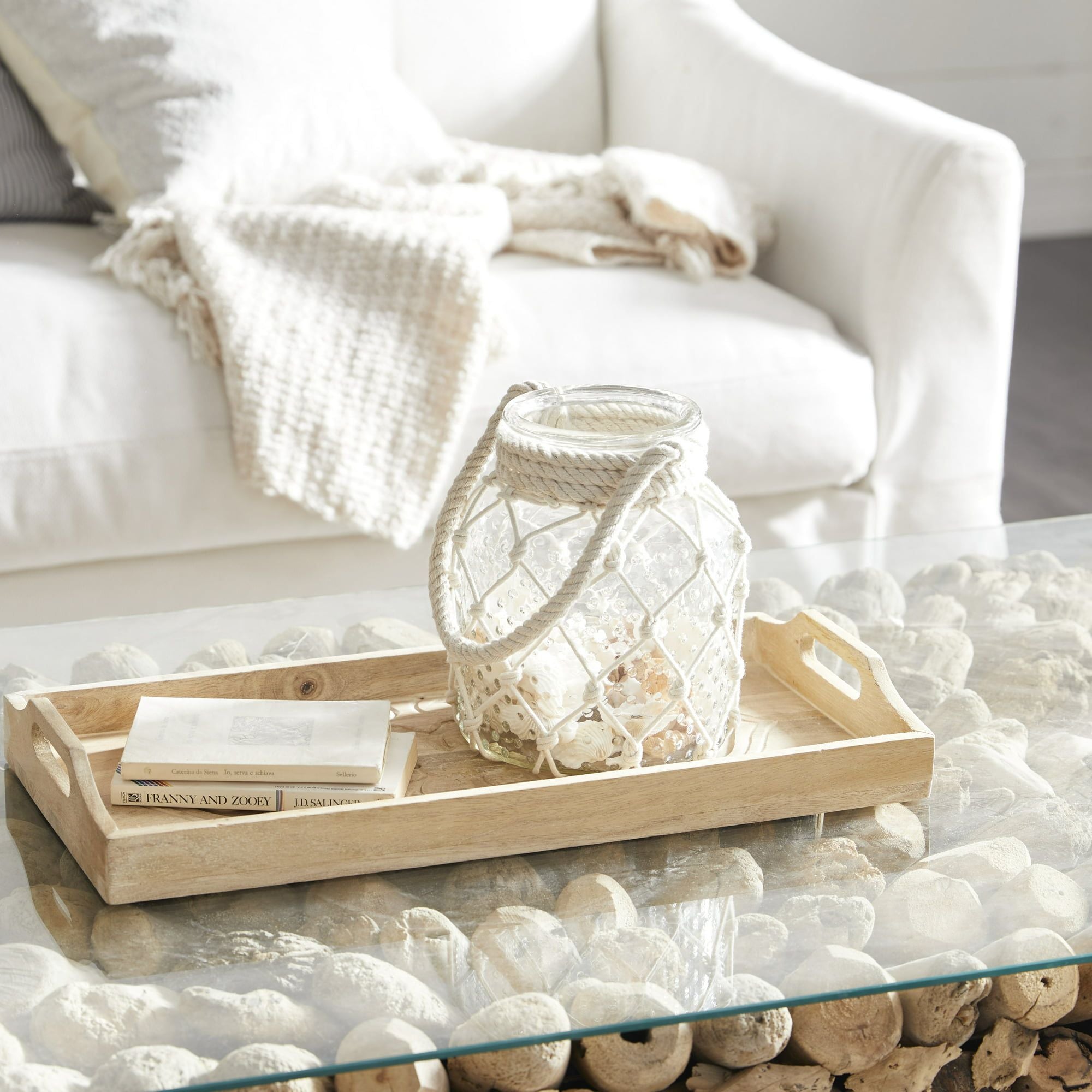 DecMode Clear Glass Decorative Candle Lantern with Rope Handle EasyOptionXY LLC