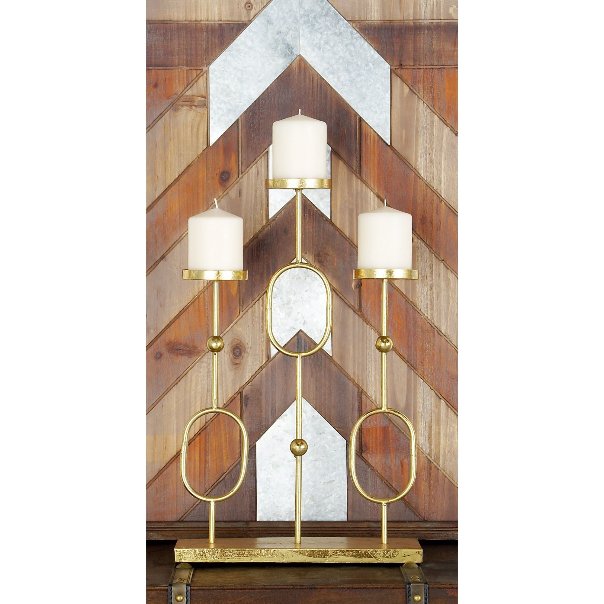 CosmoLiving by Cosmopolitan 3 Holder Gold Metal Candelabra