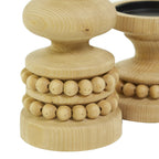 The Novogratz 2 Candle Brown Wood Beaded Pillar Candle Holder, Set of 2