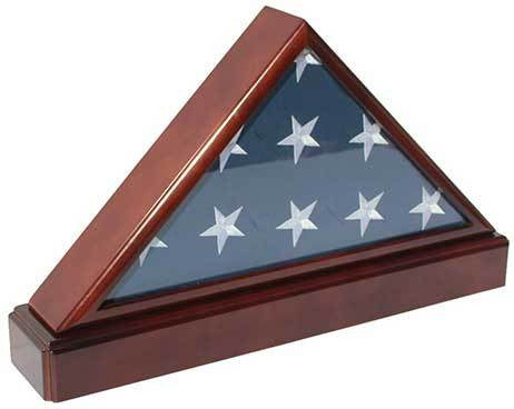 Burial/Funeral Flag Display Case Frame, Military Shadow Box with Pedestal Stand - Cherry The Military Gift Store