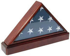 Burial/Funeral Flag Display Case Frame, Military Shadow Box with Pedestal Stand - Cherry The Military Gift Store