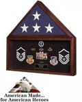 Flag and Memorabilia Display Case (Heirloom Walnut) (25.5"H x 24.25"W x 3.25"D) The Military Gift Store