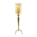 DecMode Gold Aluminum Single Candle Hurricane Lamp