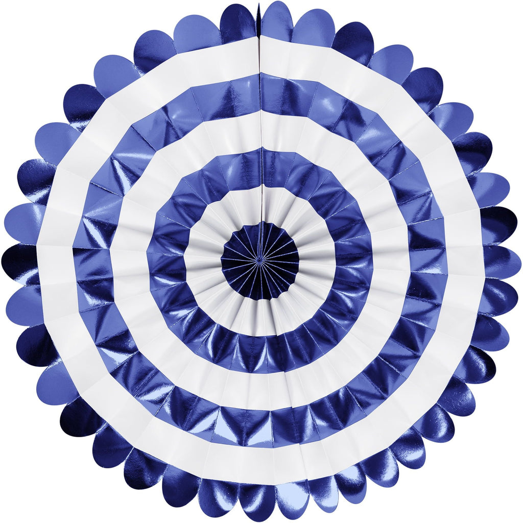 Way to Celebrate! Cobalt Blue Paper Fan Set for Party, 3 Ct., Blue, Paper
