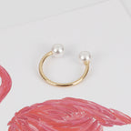 925 Sterling Silver Pearl Open Ring Double Pearl Adjustable Ring for Women Girls - SJB-DIAMOND ELITES