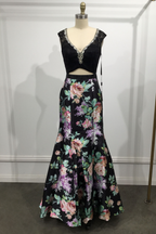 Long Two-Pieces Dress with Floral Skirt Purplish Diva