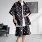 Summer New Chessboard Plaid Shirt Short Sleeve Shorts Suit Lootquake LLC