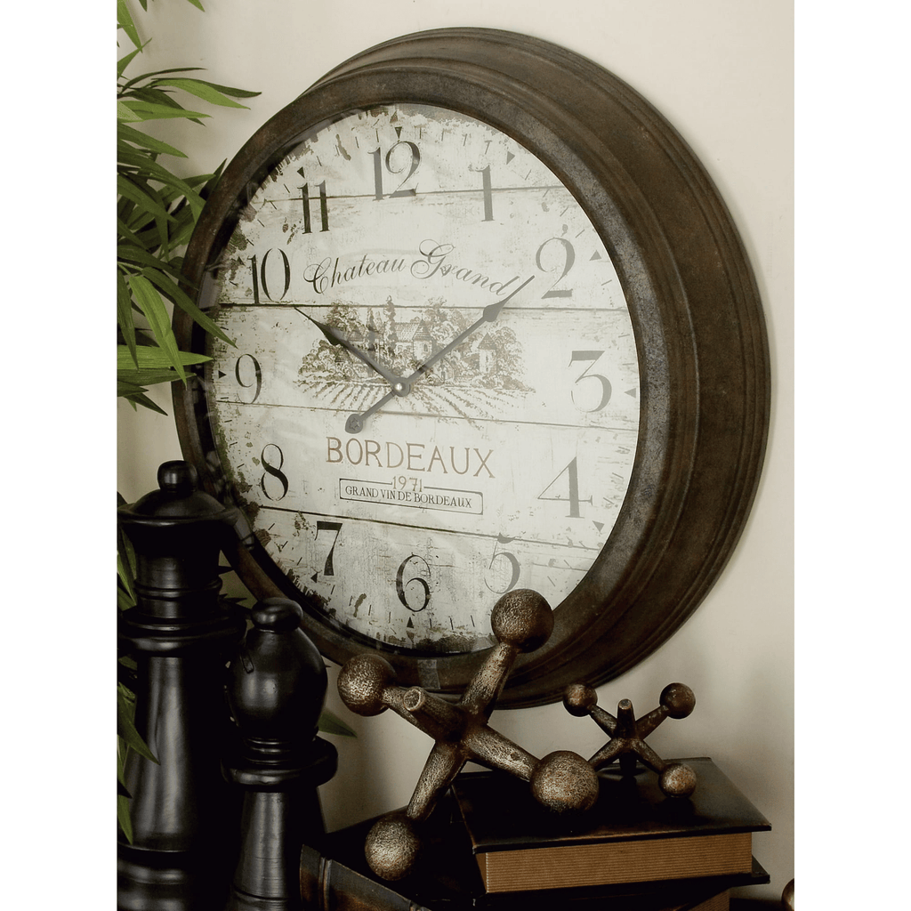 DecMode 23" White Metal Wall Clock with Bordeaux EasyOptionXY LLC