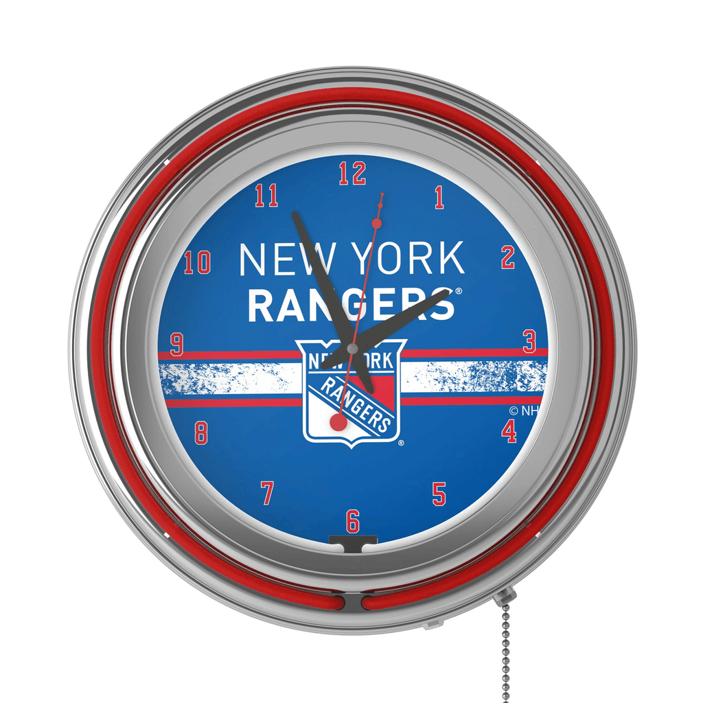 NHL Chrome Double Rung Neon Clock - New York Rangers??? EasyOptionXY LLC