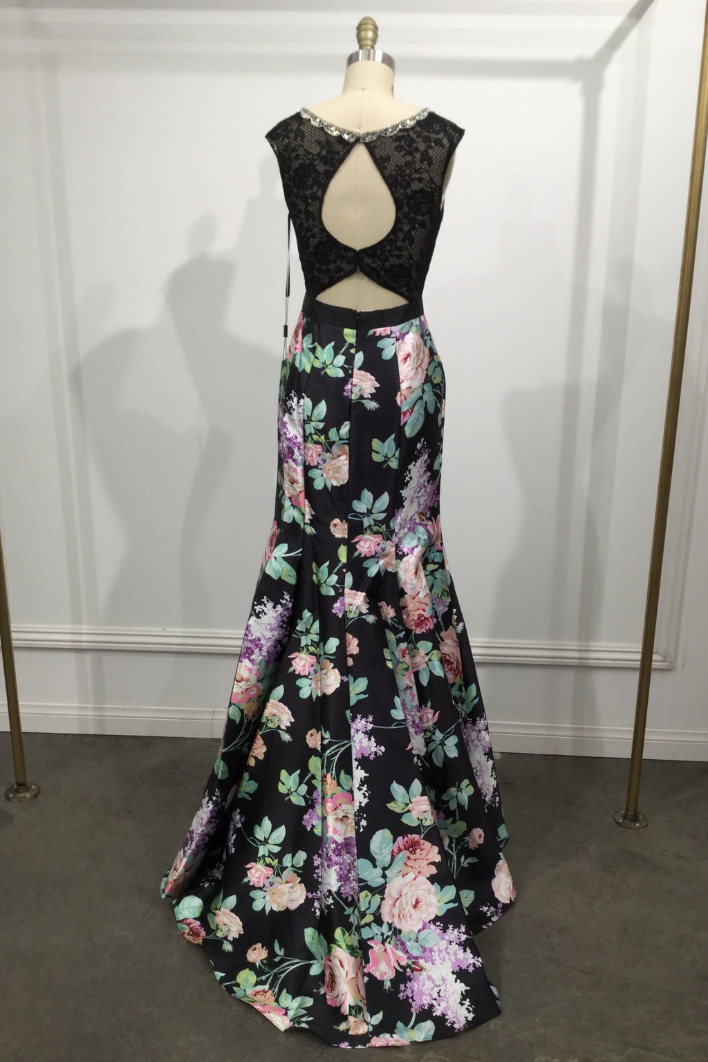 Long Two-Pieces Dress with Floral Skirt Purplish Diva