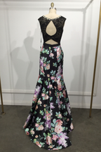 Long Two-Pieces Dress with Floral Skirt Purplish Diva