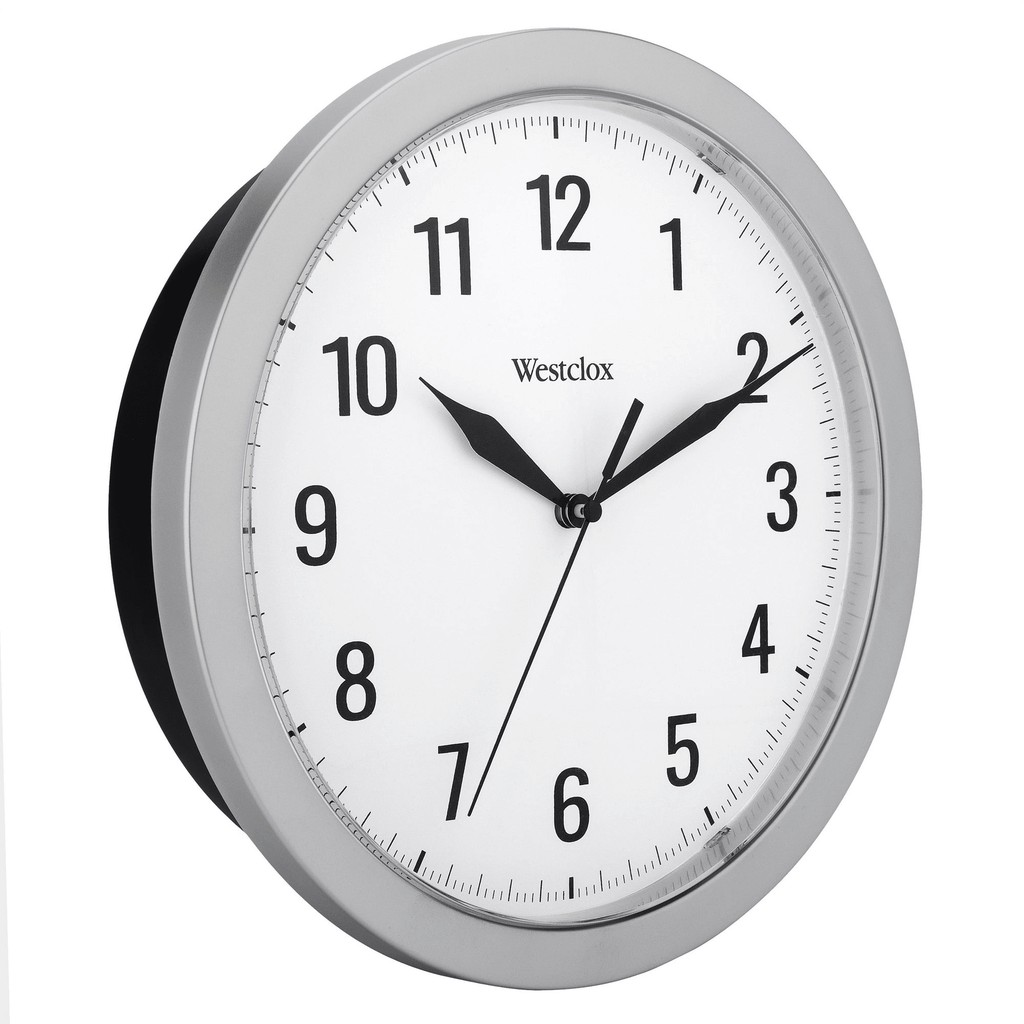 Westclox 9.75" Silver Analog QA Wall Clock with Classic Design and Hidden Storage
