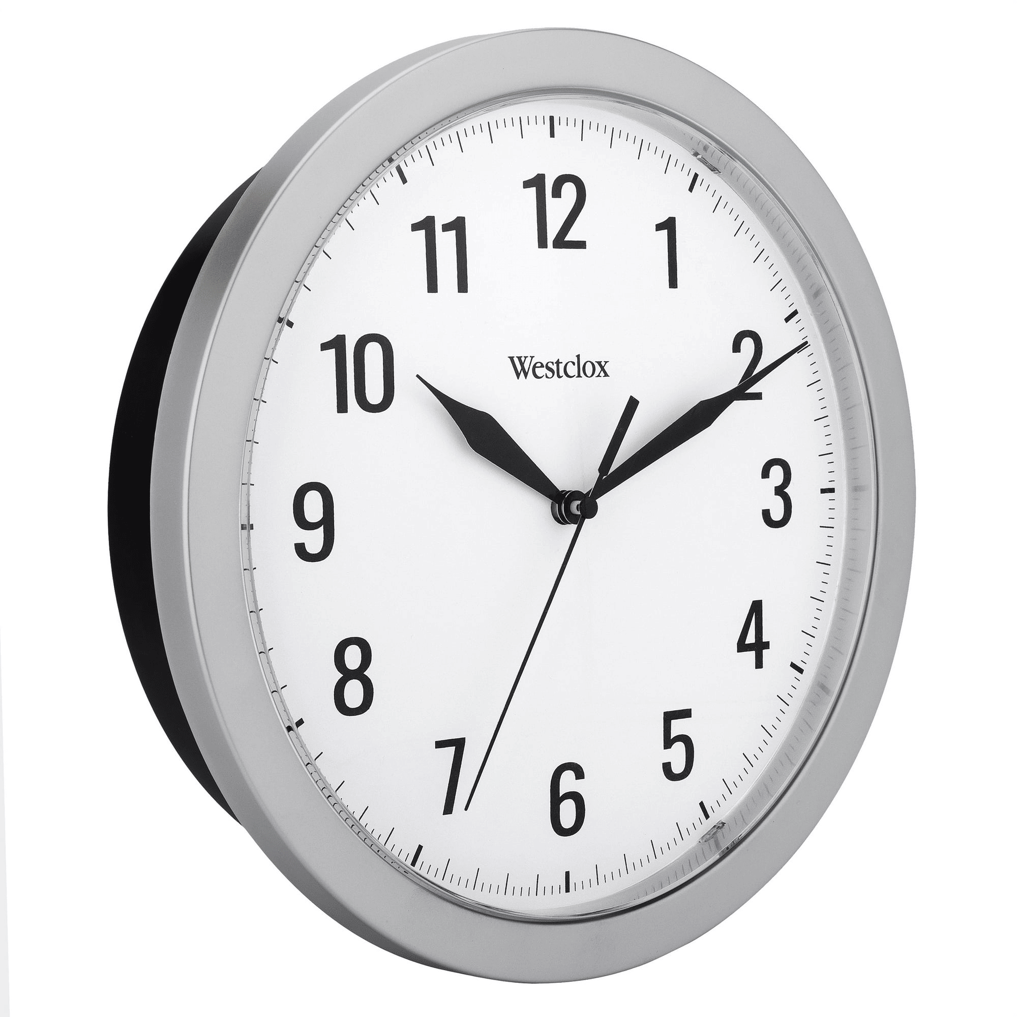 Westclox 9.75" Silver Analog QA Wall Clock with Classic Design and Hidden Storage