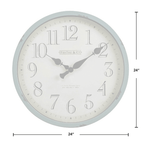 FirsTime & Co. Teal Bellamy Wall Clock, Farmhouse, Analog, 24 x 2 x 24 in