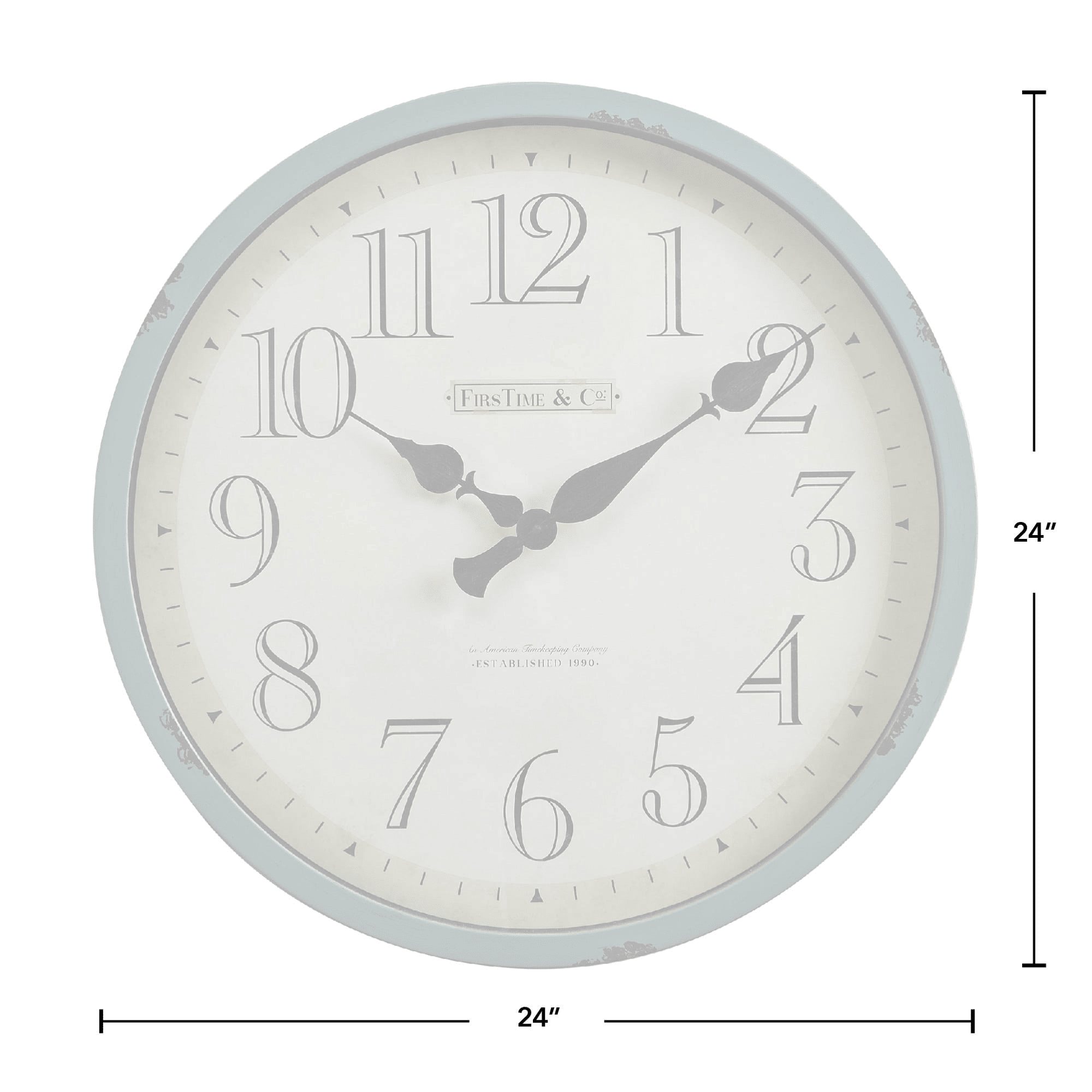FirsTime & Co. Teal Bellamy Wall Clock, Farmhouse, Analog, 24 x 2 x 24 in