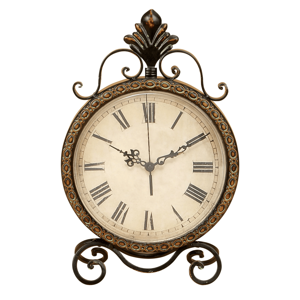 DecMode 17" Brown Metal Scroll Clock EasyOptionXY LLC