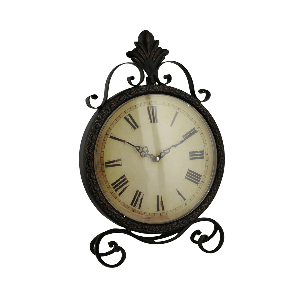 DecMode 17" Brown Metal Scroll Clock EasyOptionXY LLC