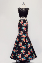 Two-Pieces Dress with Floral Print Skirt Purplish Diva