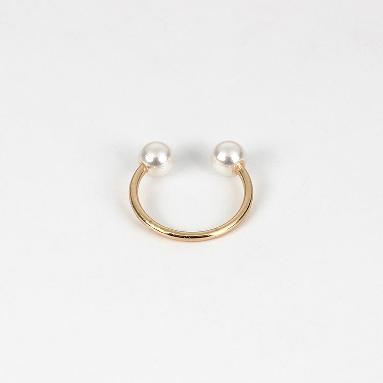 925 Sterling Silver Pearl Open Ring Double Pearl Adjustable Ring for Women Girls - SJB-DIAMOND ELITES