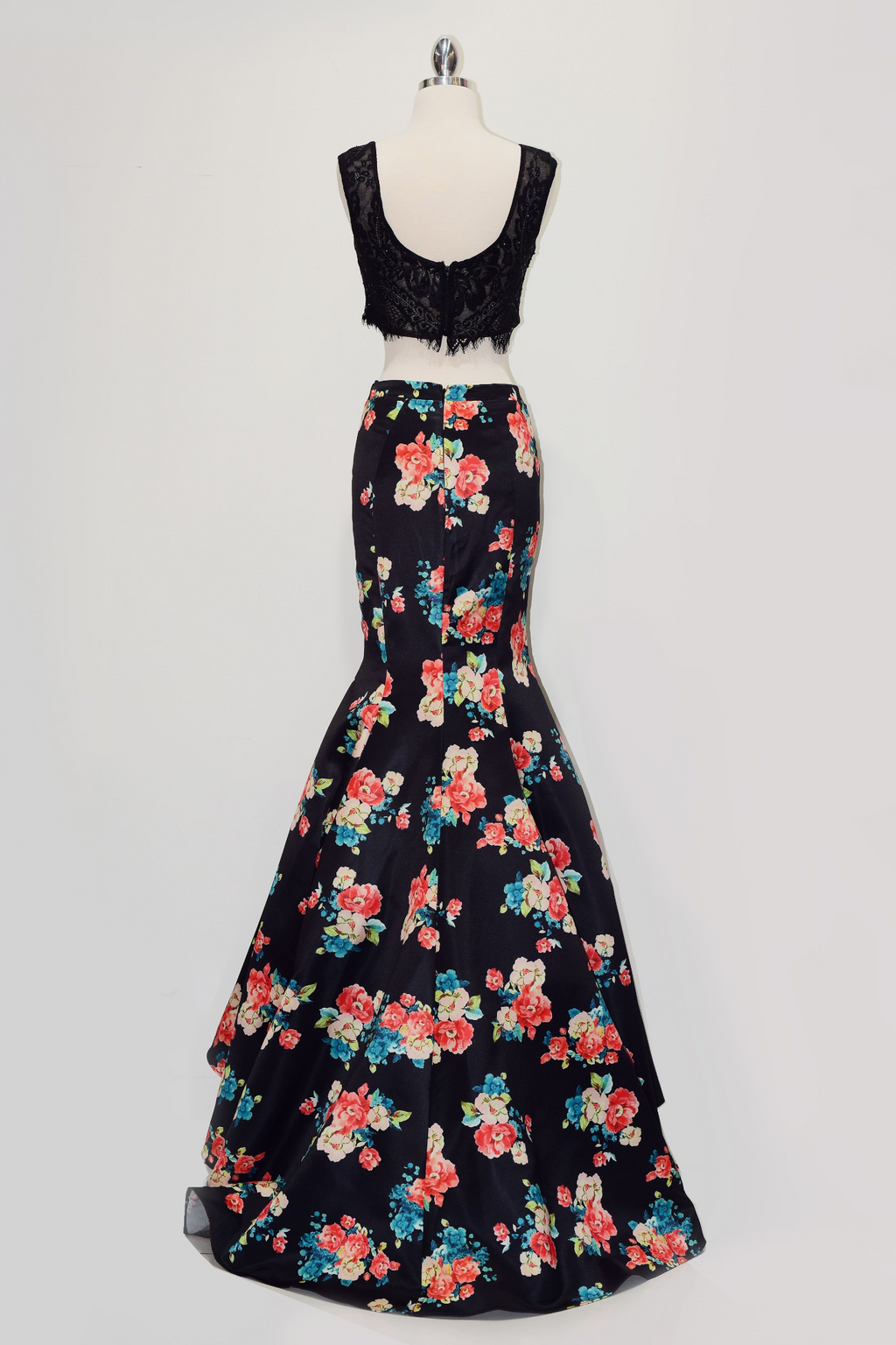 Two-Pieces Dress with Floral Print Skirt Purplish Diva