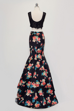 Two-Pieces Dress with Floral Print Skirt Purplish Diva
