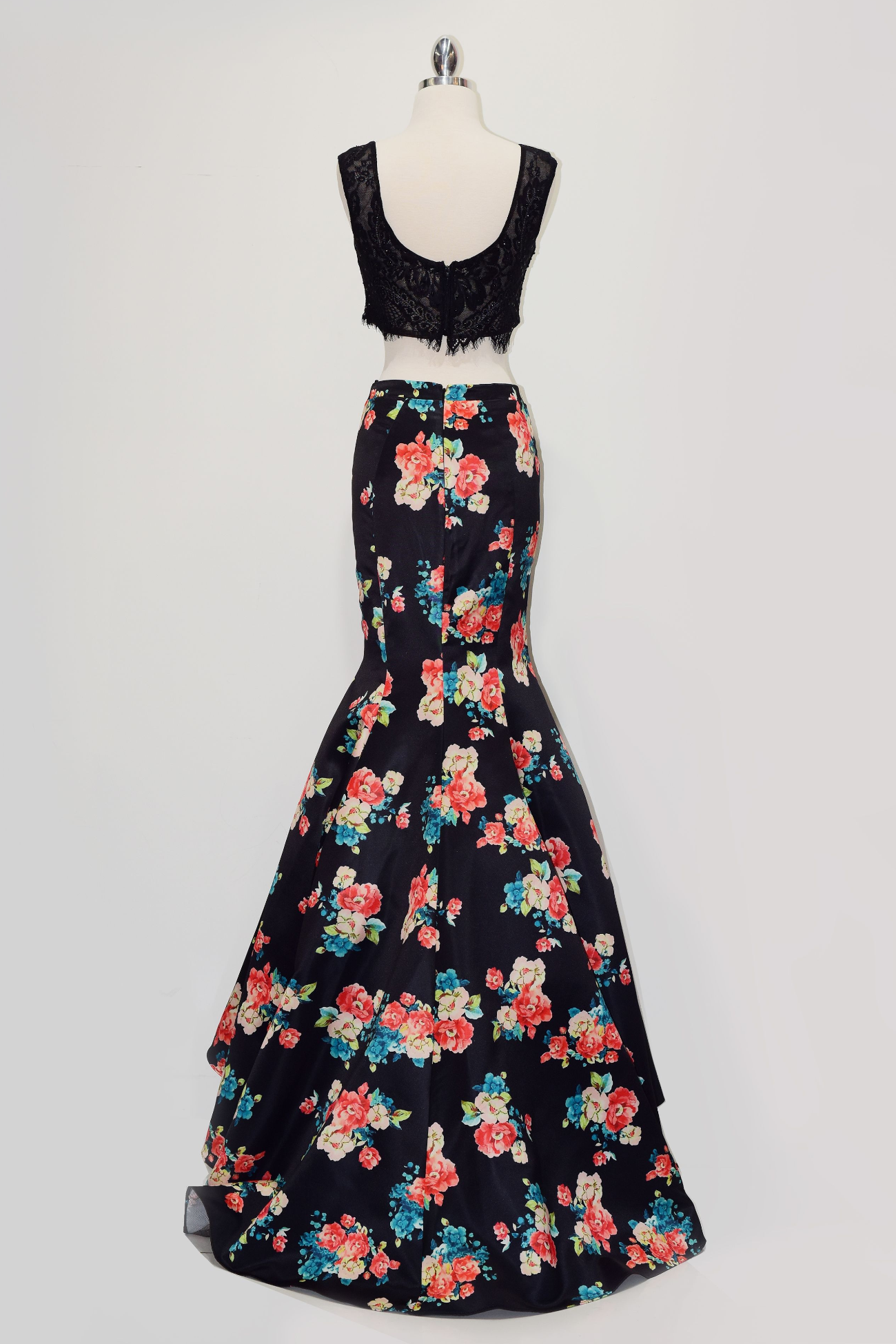 Two-Pieces Dress with Floral Print Skirt Purplish Diva