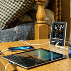 La Crosse Technology LCD Black Desktop Dual USB Charging Station with Alarm, C86224