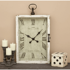 DecMode 20" x 34" White Wood Pocket Watch Style Wall Clock with Hinged Door EasyOptionXY LLC