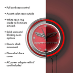 Corvette C6 Neon Clock - 14 inch Diameter - Red