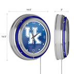 University of Kentucky Chrome Double Rung Neon Clock - Reflection